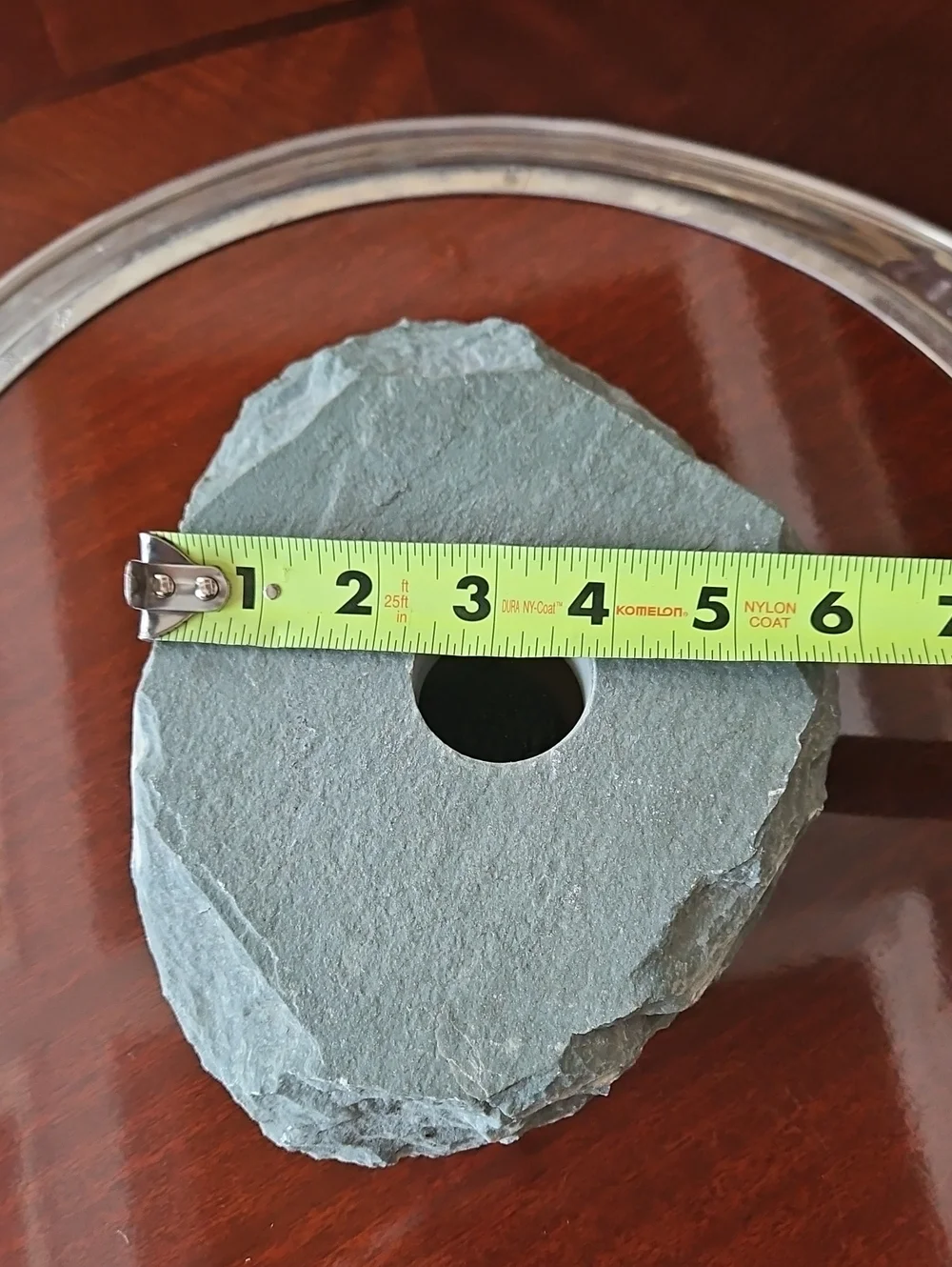 Natural Slate Stone Ikebana Vase with Built-in Kenzan Pin Frog